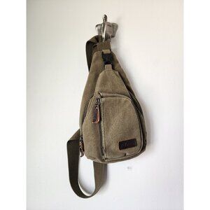 Flish green denim sling bag